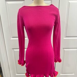 Amazon Women's Long Sleeve Dress - Pink with Orange Accents